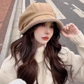 Women's Fleece Lined Winter Beret Hat – Warm Plush Ear Cover Winter Beret Hat SWANS khaki one size