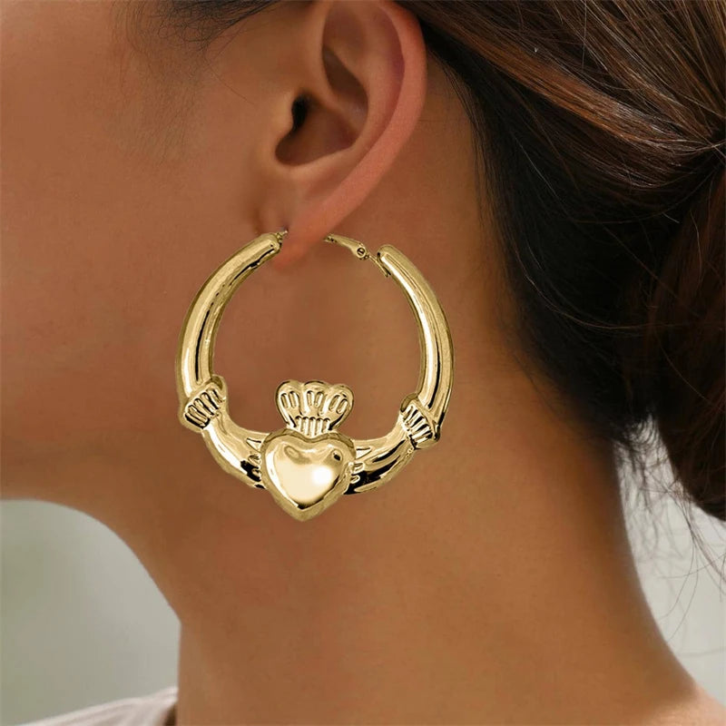Heart Hoop Earrings for Women – Trendy Zinc Alloy Fashion Jewelry Hoop Earrings SWANS