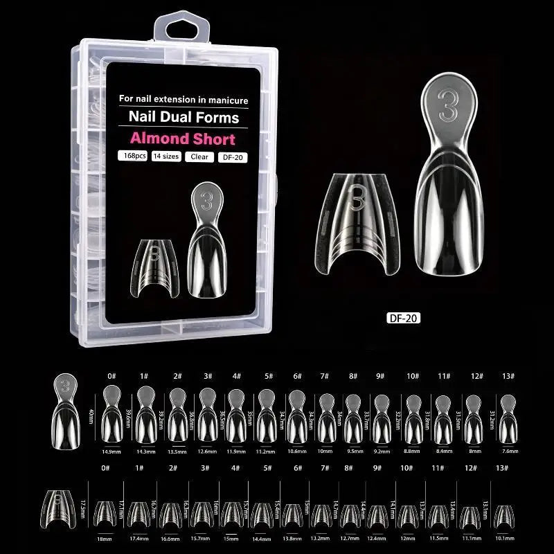 YOVIP 168-Pc Dual Nail Extension Forms – 14 Sizes Clear Molds Nail Extension Forms SWANS A1