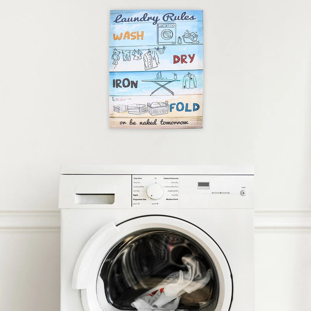 Laundry Rules Canvas Wall Art – Rustic Farmhouse Décor Canvas Wall Art SWANS