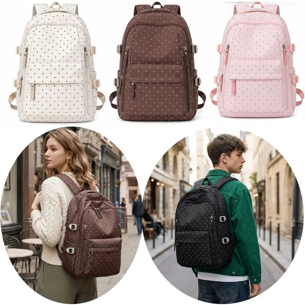 Nylon Polka Dot Backpack – Large Capacity Waterproof Daypack Nylon Backpack SWANS
