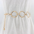 Women's Circle Metal Chain Belt – Gold & Silver Tassel Waistband Metal Chain Belt SWANS 115cm gold Adjustable