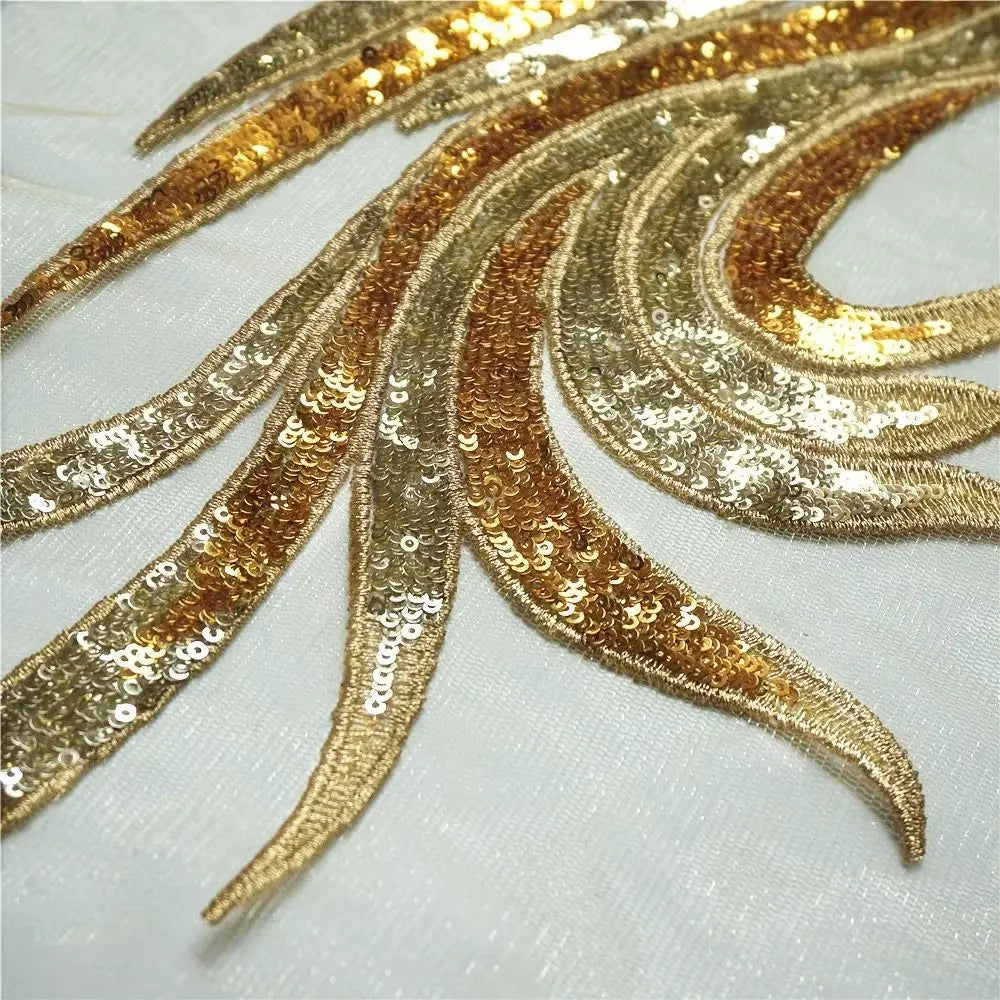 Large Baroque Sequin Embroidery Patch 25x74cm DIY Sew-On Embroidery Patch SWANS