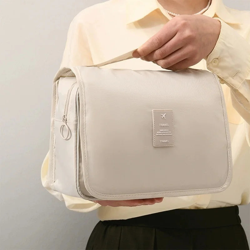 SWANS Hanging Travel Toiletry Bag – Water-Resistant Cosmetic Organizer Travel Toiletry Bag SWANS 1pcs creamy white