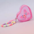 Heart-Shaped Clear Jelly PVC Coin Purse – Butterfly Glitter Coin Purse SWANS Pink