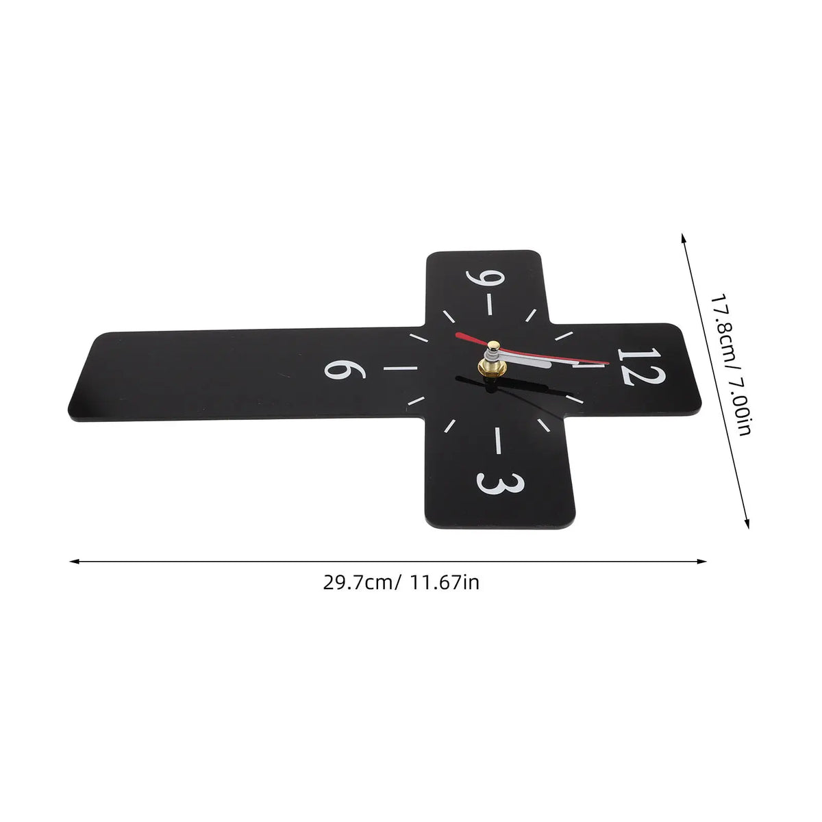 Black Cross Wall Clock Silent Non-Ticking Acrylic 11.7x7in Wall Clock SWANS