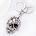 Rhinestone Skull Key Chain – Metal Bag Charm & Car Pendant Skull Bag Charm SWANS Silver