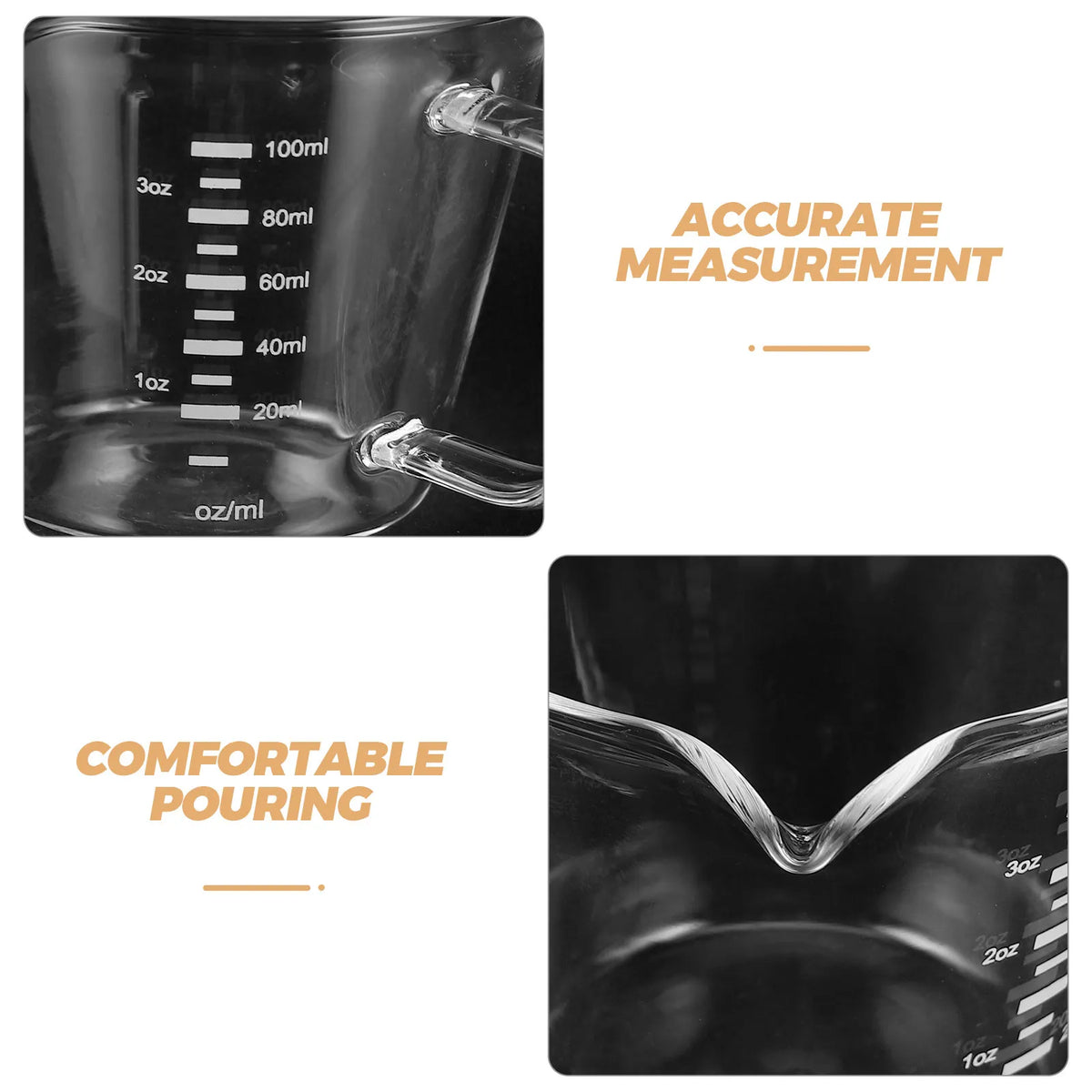 100ml Espresso Glass Measuring Cup with Spout & Graduated Scale Glass Measuring Cup SWANS