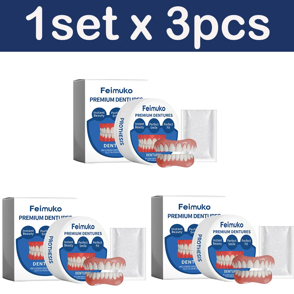 FEIMUKO Temporary Denture Kit – Natural Smile at Home Temporary Denture Kit SWANS 3pcs