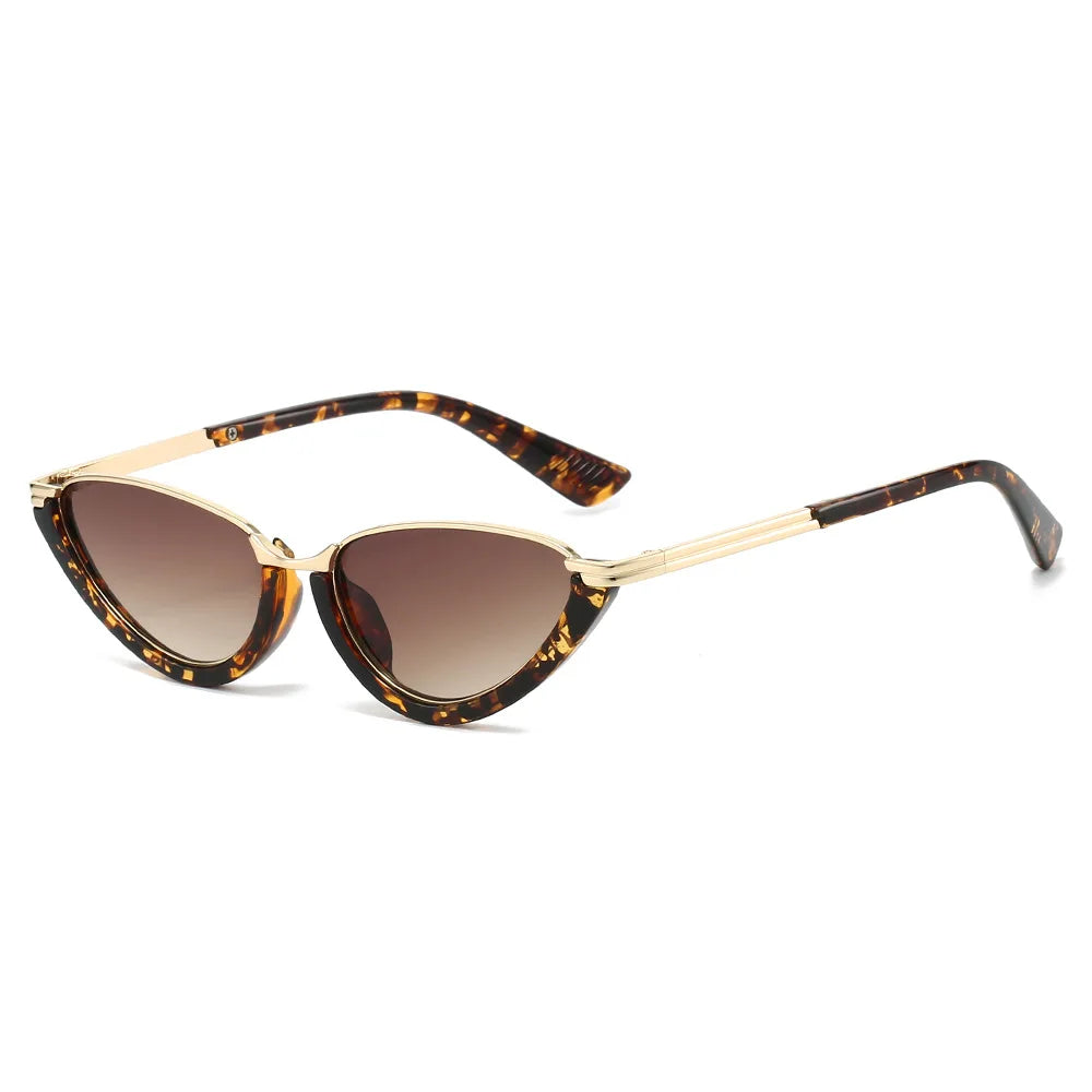 Y2K Metal Cat Eye Sunglasses UV400 Steampunk Shades Cat Eye Sunglasses SWANS Leopard Tea