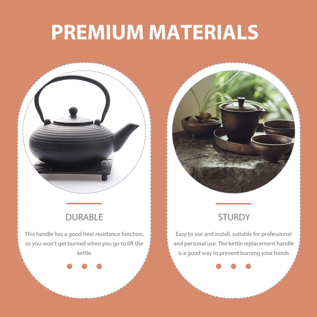 Ergonomic Replaceable Teapot Handle – Iron & Suede Kettle Grip Teapot Handle SWANS