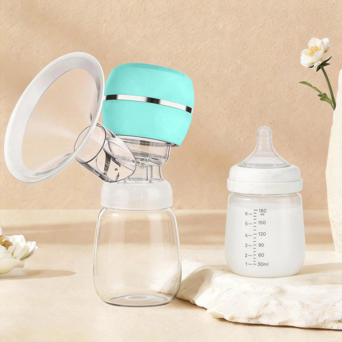 Rechargeable Wearable Electric Breast Pump – Quiet & Gentle Electric Breast Pump SWANS Light Blue