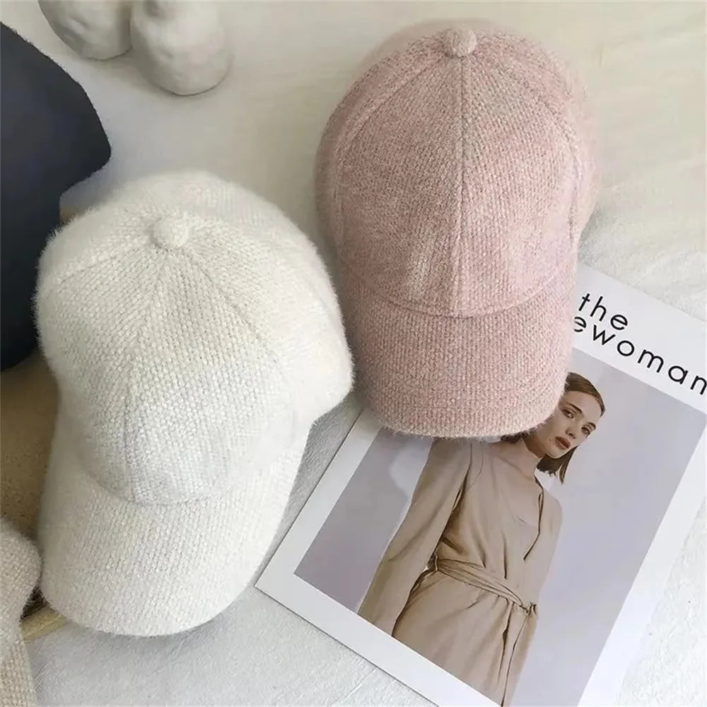 Women's Plush Baseball Cap – Warm Adjustable Visor Hat Baseball Cap SWANS