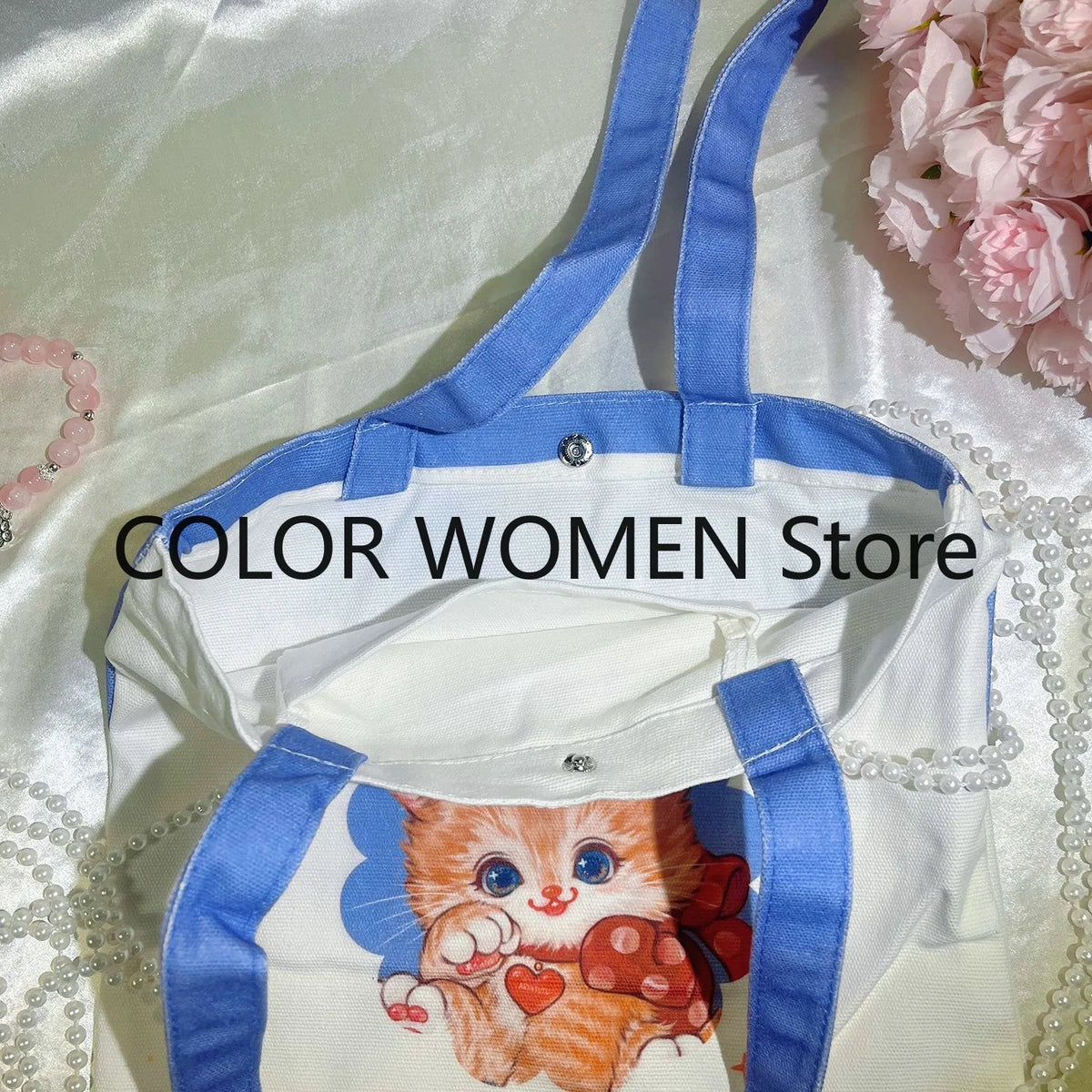 Flower Knows Orange Cat Limited Edition Canvas Makeup Bag Canvas Makeup Bag SWANS