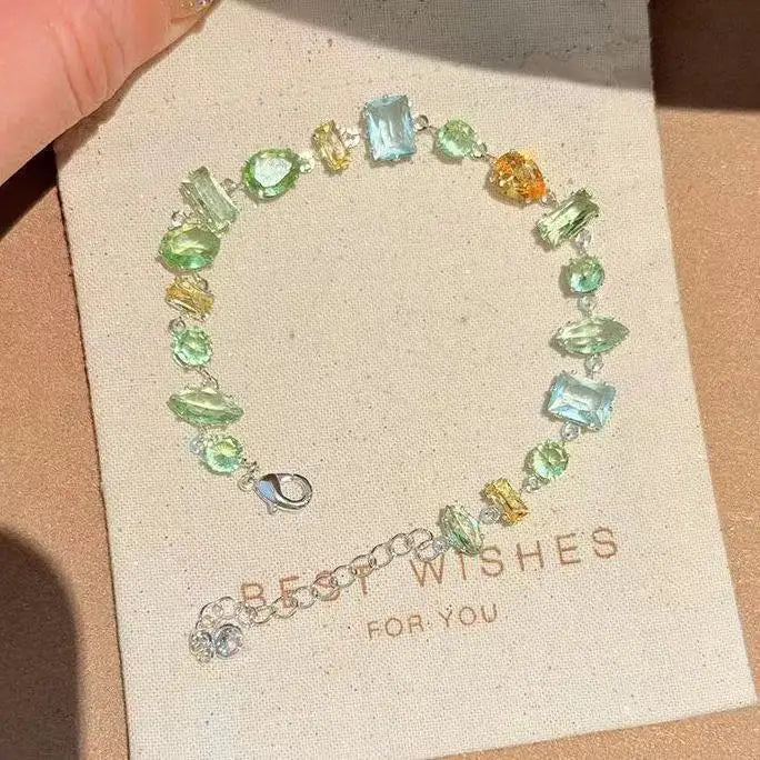 Sparkling Crystal Zircon Chain Bracelet for Women | Party Gift Crystal Chain Bracelet SWANS Green