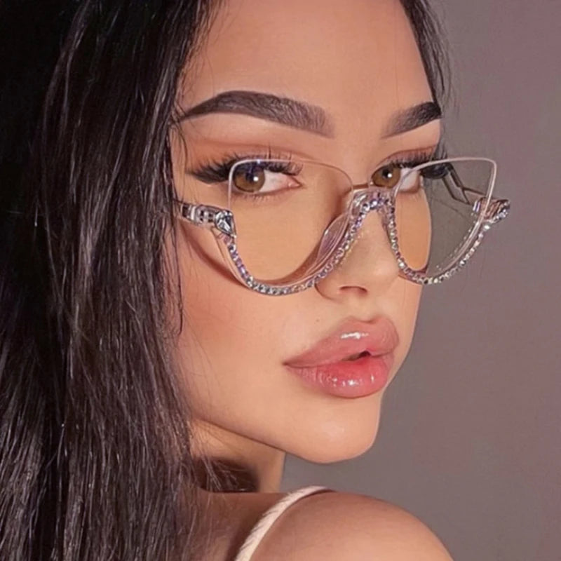 Women's Vintage Cat Eye Blue Light Blocking Glasses | Half Frame Blue Light Glasses SWANS