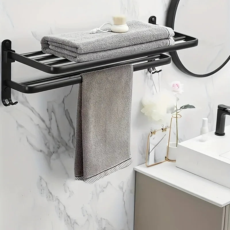 SWANS Punch-Free Aluminum Wall-Mounted Towel Bar & Rack Towel Bar Rack SWANS