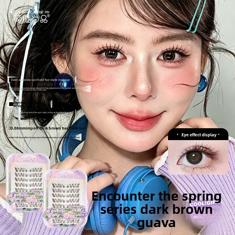 Dark Brown Pre-Glued Cluster False Lashes – Wispy & Natural Individual Cluster Lashes SWANS