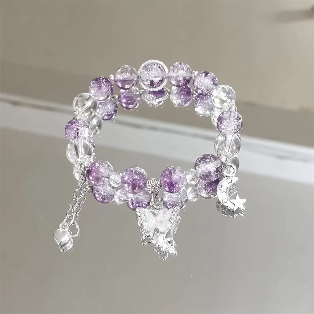 Star Crystal Glass Beaded Bracelet – Y2K Best Friend Jewelry Beaded Charm Bracelet SWANS Style 9