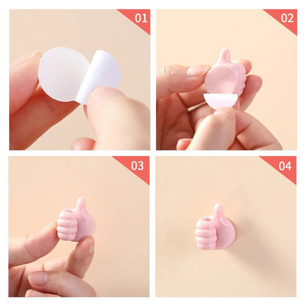 2-Pack Self-Adhesive Thumb Wall Hooks – Cable & Key Organizer Adhesive Wall Hooks SWANS
