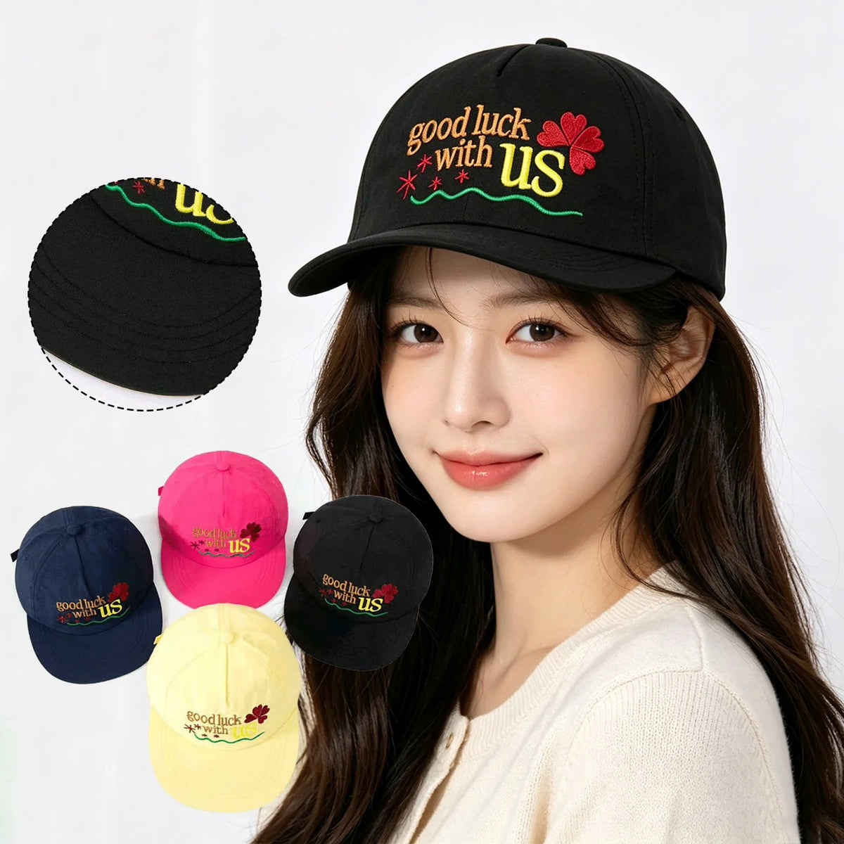 Sweet Embroidered Baseball Cap | Quick-Dry Flat Brim Sun Hat Baseball Cap SWANS