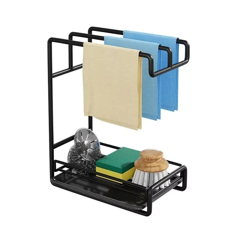 SWANS Kitchen Sink Drain Rack Utensil & Sponge Organizer Kitchen Dish Rack SWANS black