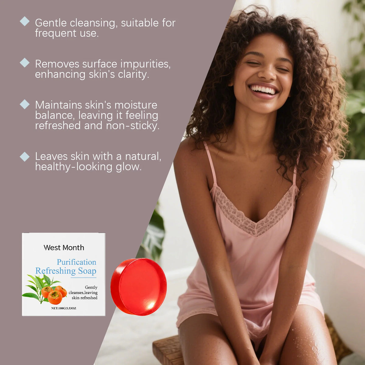West&Month Persimmon Cleansing Soap – Brightening Body Bar Cleansing Bar Soap SWANS