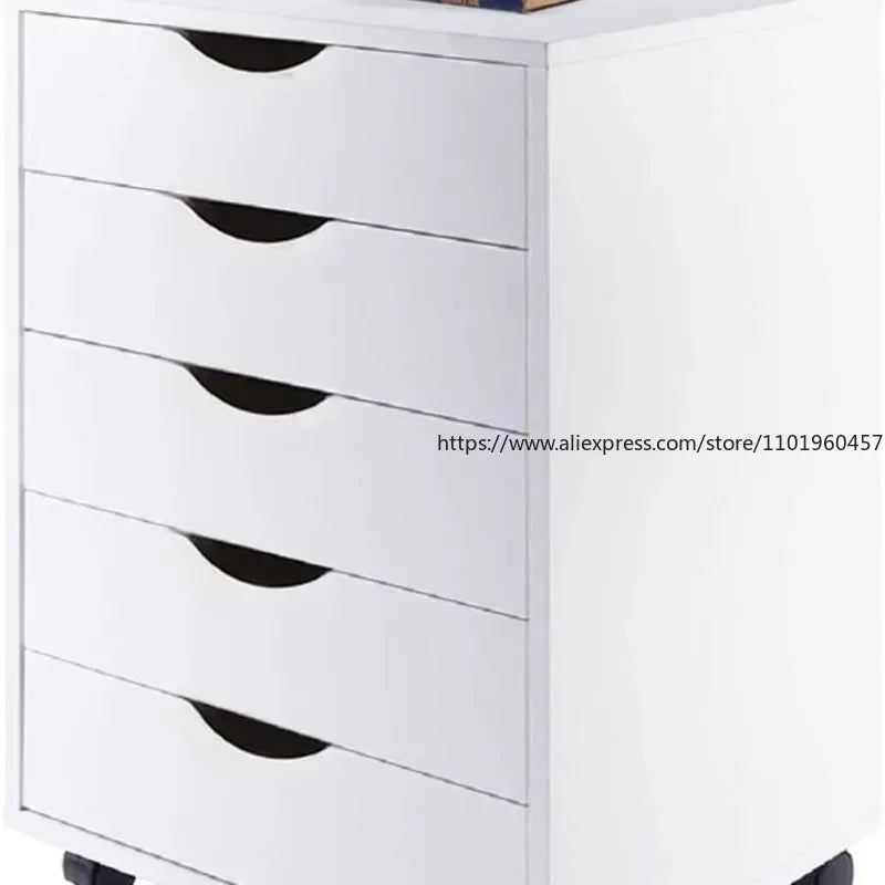 White File Cabinet with Swivel Wheels – Home Office Storage Filing Cabinet SWANS