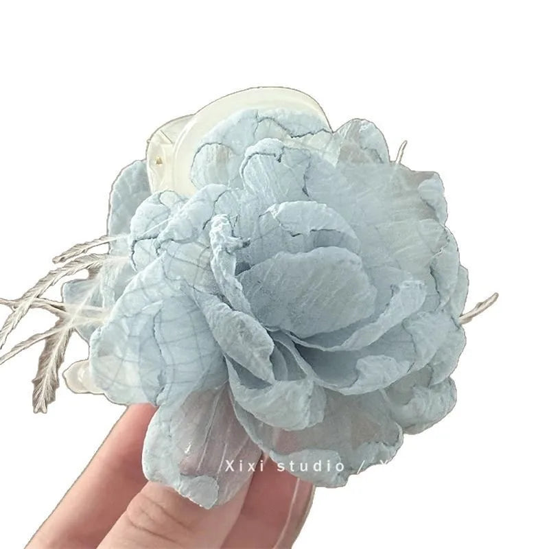 French Peony Flower Hair Claw Clip – Elegant Floral Shark Clip Hair Claw Clip SWANS