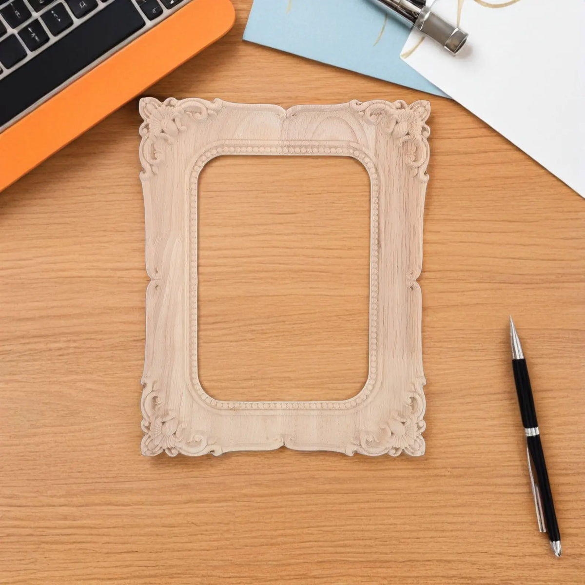 Wood Carved Picture Frame 24x20cm – Vintage DIY Wooden Decor Carved Wood Frame SWANS