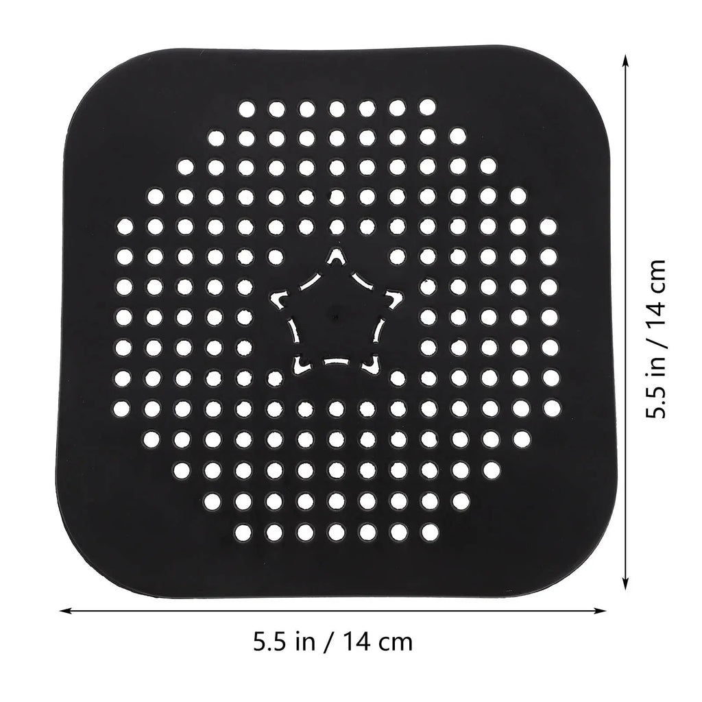 4-Pack Silicone Square Shower Drain Hair Catcher Strainer Drain Hair Catcher SWANS Black