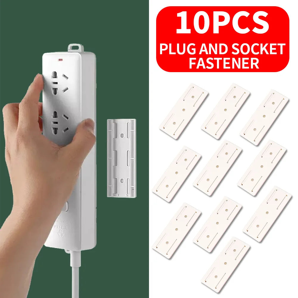 Self-Adhesive Power Strip Holder – No-Drill Wall Mount 5/10 Pack Socket Strip Holder SWANS 10PCS WHITE