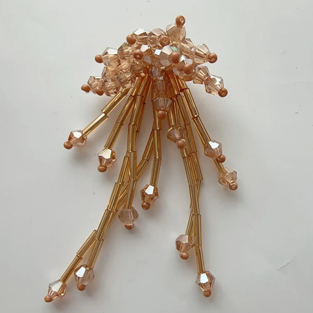 3D Crystal Beaded Flower Patches – DIY Shoe Charms & Crafts Beaded Craft Patch SWANS Gold 2Pcs