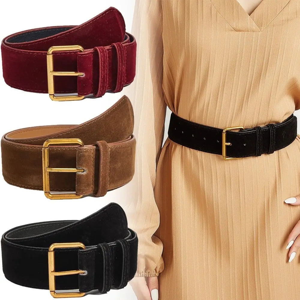 Women's Retro Wide PU Belt – Pin Buckle Waistband | 4.8cm Women's Wide Belt SWANS