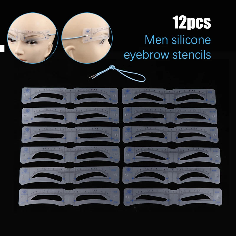 12-Pack Reusable Silicone Eyebrow Stencils – DIY Shaping Kit Eyebrow Stencil Set SWANS