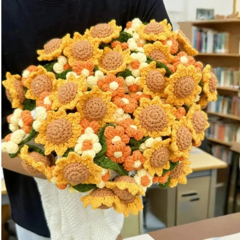 Sunflower Bouquet Blanket – Knitted Throw Unfolds to Sofa Cover Knitted Throw Blanket SWANS