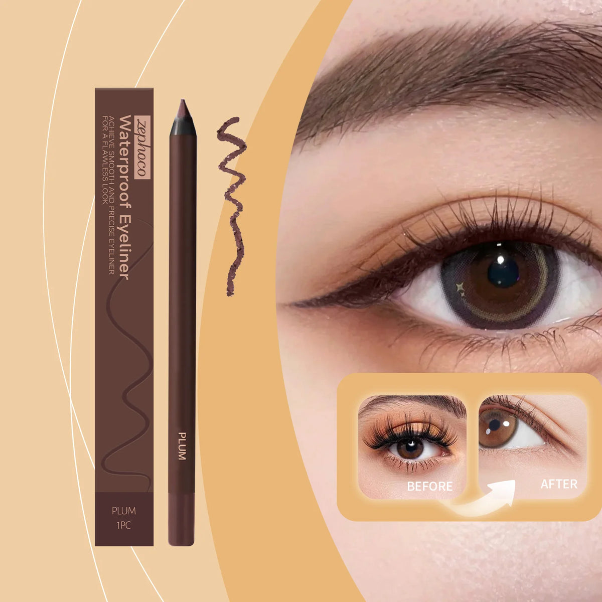 Zephoco Plum Eyeliner Pencil – Waterproof Creamy Gel Liner Gel Eyeliner Pencil SWANS