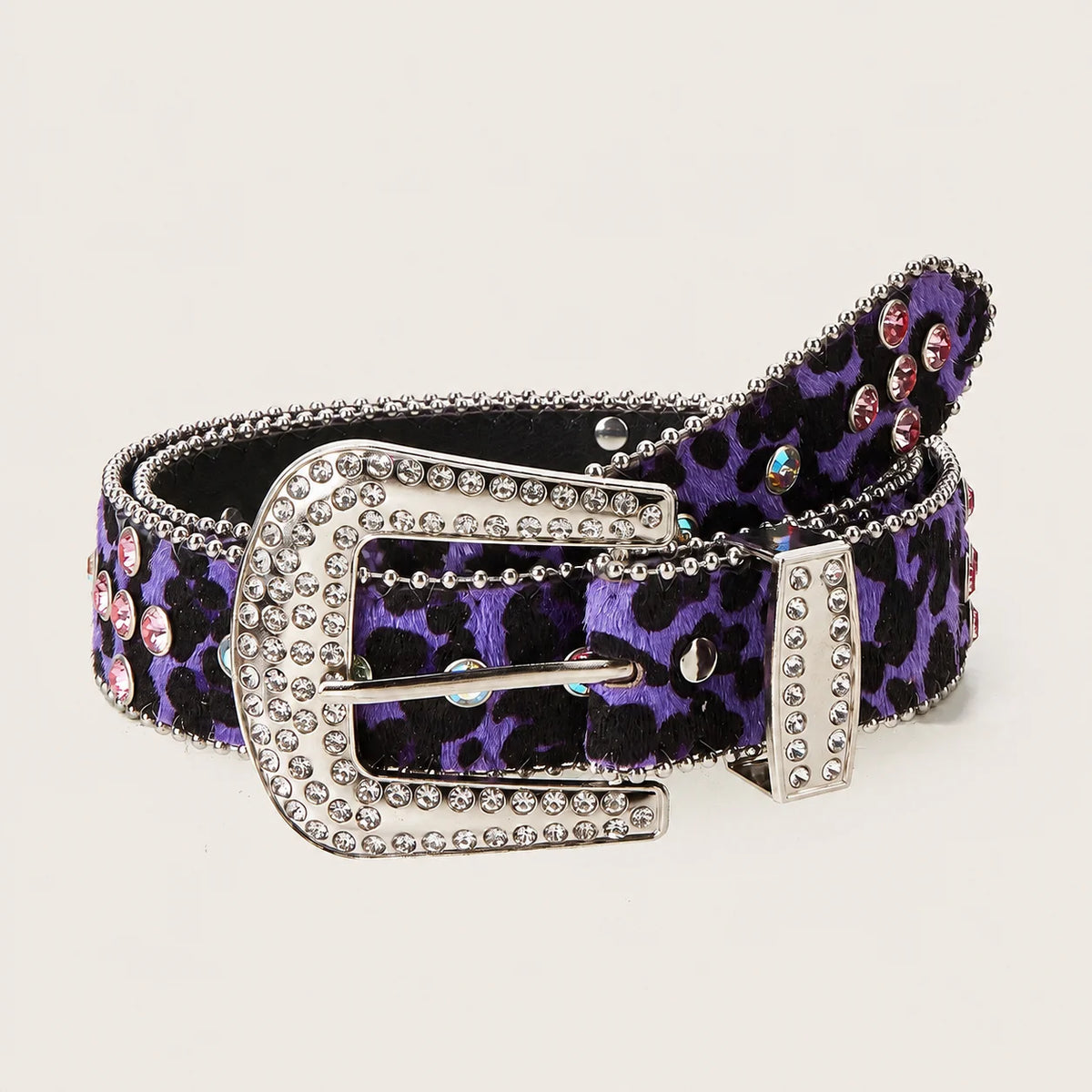 Women's Rhinestone PU Belt for Dresses, Skirts & Jeans Fashion Belt SWANS Purple Black 105CM