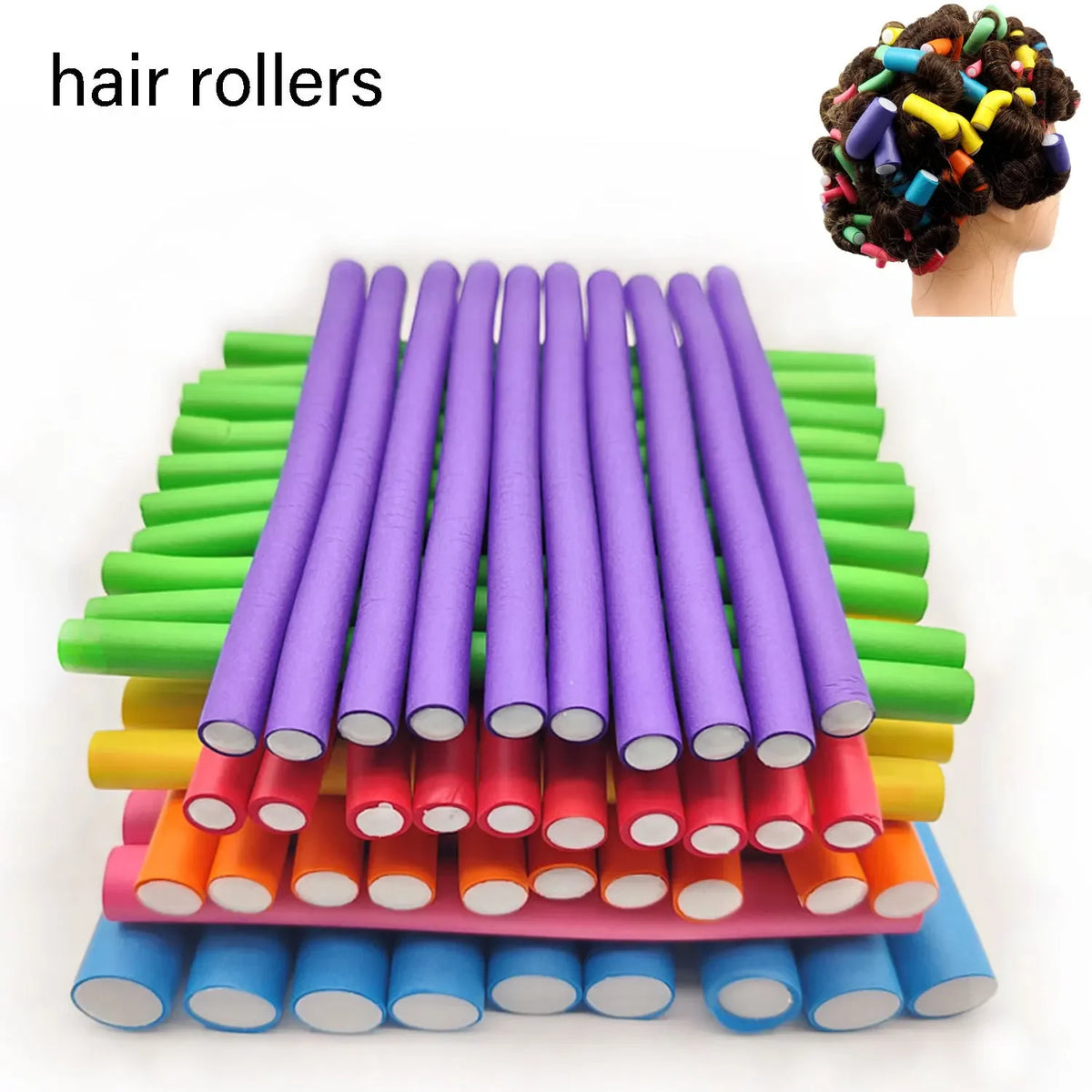 10-Pack Heatless Foam Hair Curlers – Flexible Bendy Rollers Foam Hair Curlers SWANS