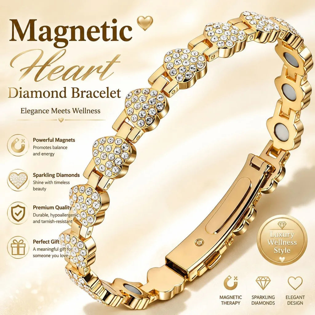 Women's Sparkling Heart Charm Bracelet – Copper & Steel Charm Bracelet SWANS Gold