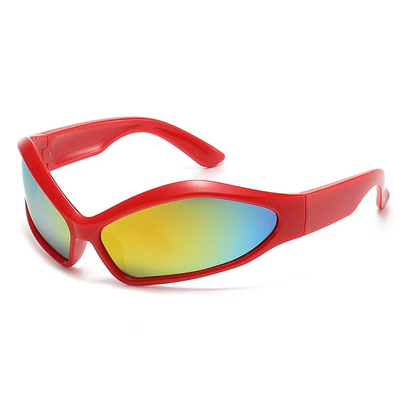 Y2K Punk Sport Goggle Sunglasses UV400 – Unisex Vintage Fashion Sunglasses SWANS Red Mirror Orange As the photo