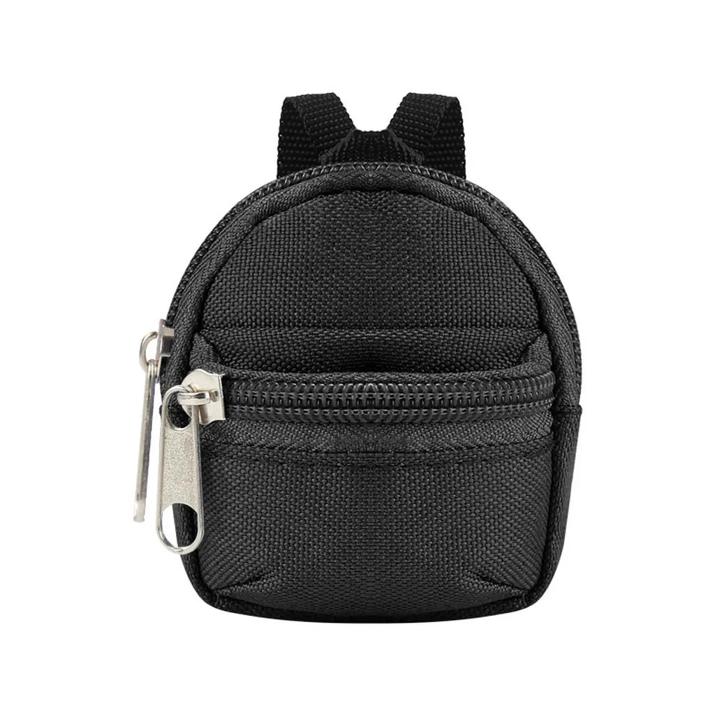Mini Backpack Coin Purse – Double Zipper Pouch with Key Ring Coin Purse SWANS Black