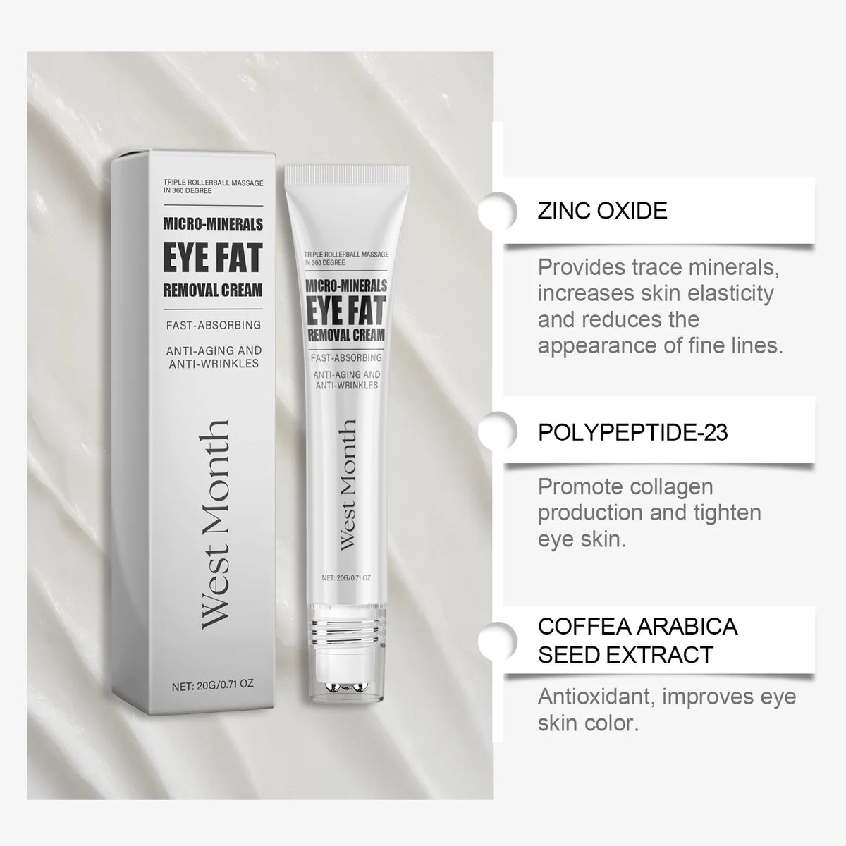 WEST MONTH Firming Eye Cream – Dark Circles & Fine Lines 20g Eye Cream SWANS