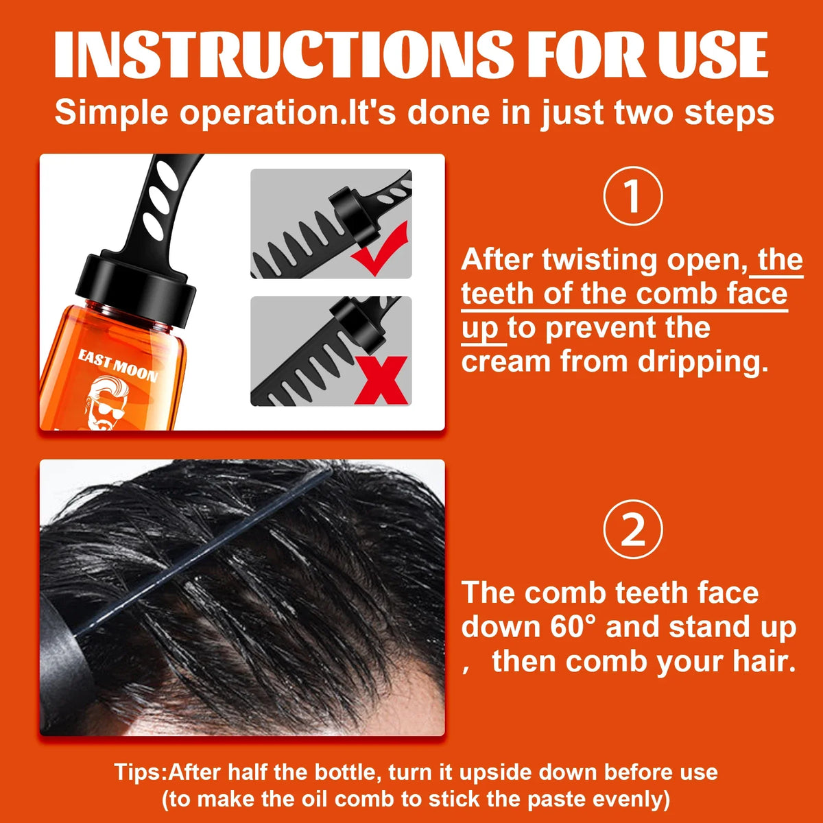 East Moon 2-in-1 Men's Hair Wax Comb – Strong Hold & Edge Control Men's Hair Wax SWANS