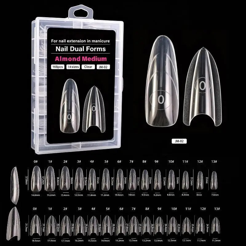 YOVIP 168-Pc Dual Nail Extension Forms – 14 Sizes Clear Molds Nail Extension Forms SWANS A3