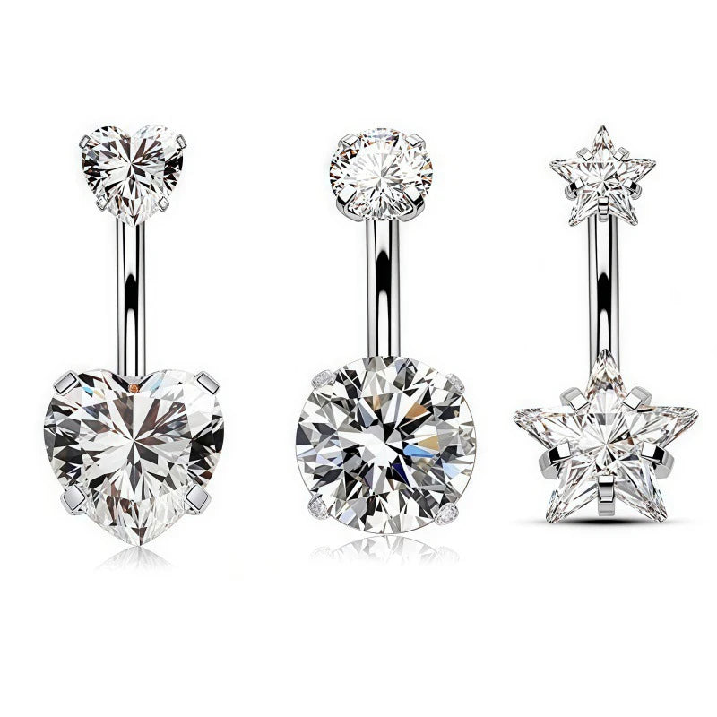 Stainless Steel Heart Belly Button Ring | Navel Piercing Jewelry Belly Button Ring SWANS