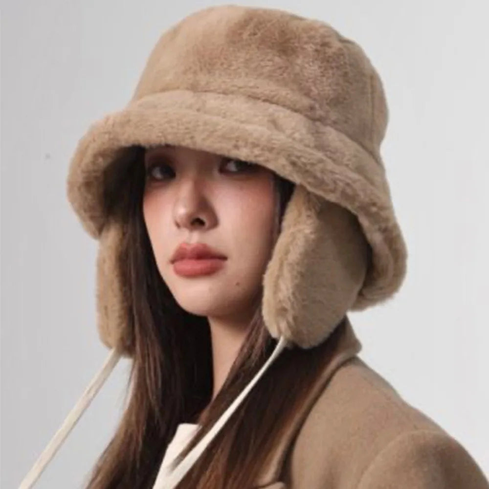Women's Winter Ear Flap Hat – Warm Knit Cap with Lace Detail Winter Ear Flap Hat SWANS