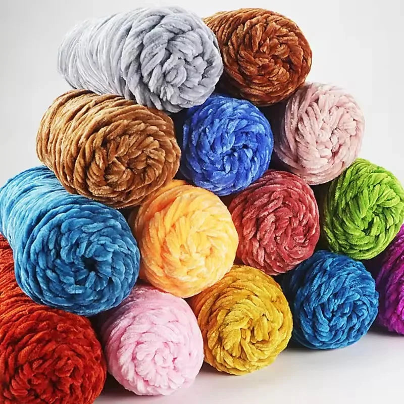 Thick Chenille Velvet Yarn 100g – Soft Plush Crochet & Knit Yarn Craft Yarn SWANS