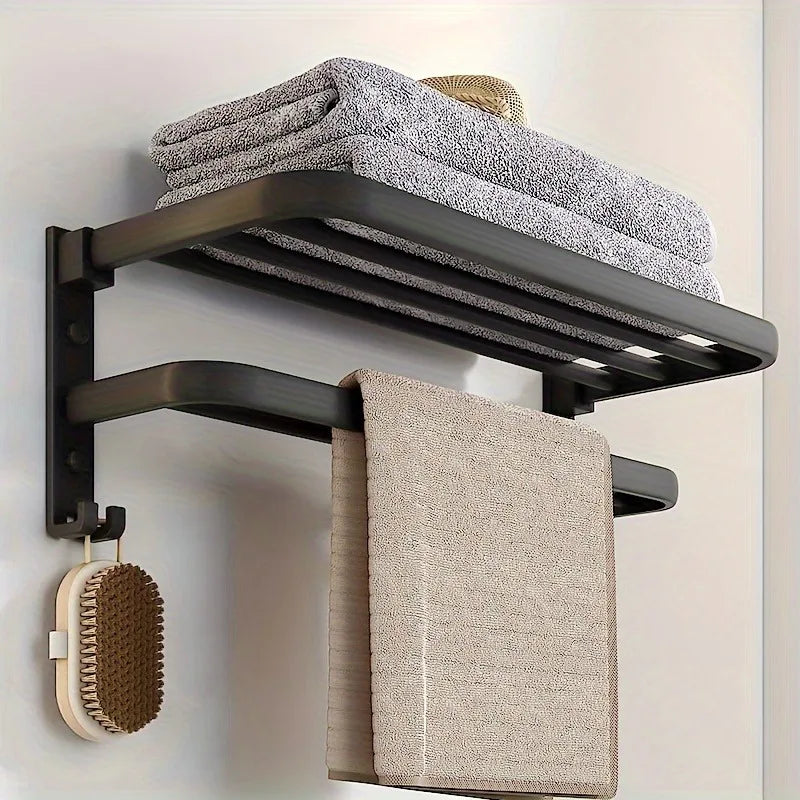 SWANS Punch-Free Aluminum Wall-Mounted Towel Bar & Rack Towel Bar Rack SWANS