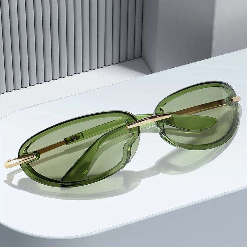 TOYEARN Y2K Oval Sunglasses UV400 Vintage Sport Goggle Fashion Sunglasses SWANS